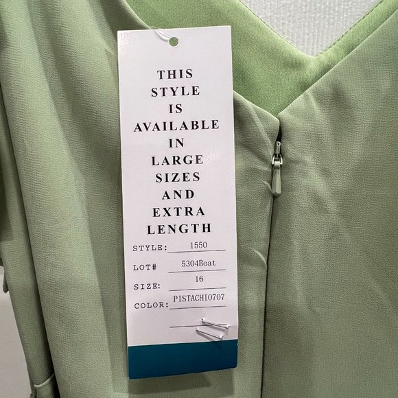 NWT Bill Levkoff Bridsmaid Dress Style 1550 in Pistachio Size 16 - Picture 3 of 15